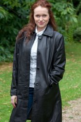 Ladies Long Line Leather Overcoat
