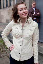 Ladies Stud Front Fastening Leather Jacket