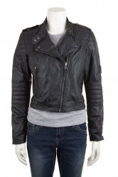Leather Cross Zip Biker Jacket