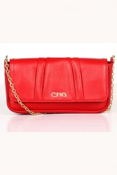 Olivia Hot Red Leather Clutch
